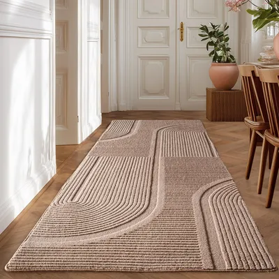 Produktbild von Homebyhome Boho Teppich Skandinavischer Kurzflor mit 3D Effekt, Waschbar Teppich für Wohnzimmer, Grösse: 80x150 cm