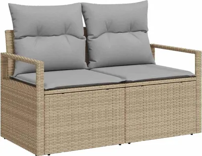 Zdjęcie produktu dla vidaXL Sofa ogrodowa z poduszkami 120 x 62 x 69 cm z polirattanu