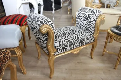 Image de Tabouret baroque zèbre / or - Banc