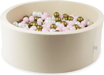 Produktbild von Trockenpool 110x40 beige mit 500 Bällen: Perlmutt, Hellrosa, Altgold