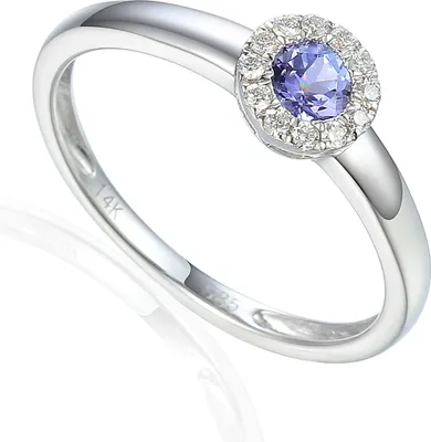 Produktbild von 585er Weißgold Damenring mit Tansanit 0,32ct. und Brillanten 0,09ct. Gr. 54