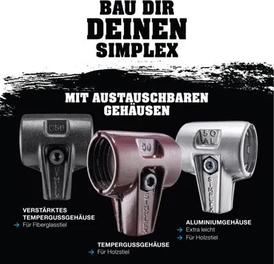 Produktbild von HALDER SIMPLEX - Schonhammer mit verstärktem TE-Gehäuse und Fiberglasstiel, Kupfer / Weichmetall