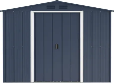 Produktbild von Duramax Metall Gartenhaus 262x174 Geräteschuppen Garten Gerätehaus Schiebetüren, H. 191 x B. 262 x T. 174 cm, Metall