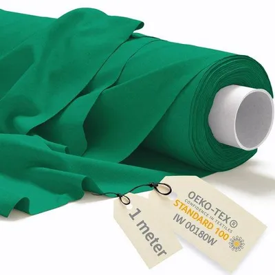 Produktbild von DreamRoots Baumwollstoff als Meterware 1 m x 160 cm, 145 g/m² – Nähstoffe als Meterware – Möbelstoff – Canvas, Segeltuch – Vorhangstoff – Molton, grün