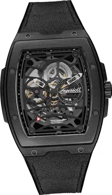 Productafbeelding van Ingersoll herenhorloge, analoog, elegant, zwart, met PUR/Alcantara band, modelnummer D2UIN12307
