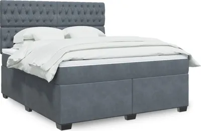 Produktbild von Möbel Boxspringbett mit Matratze Dunkelgrau 180x200 cm Samt - Bettrahmen 3293285