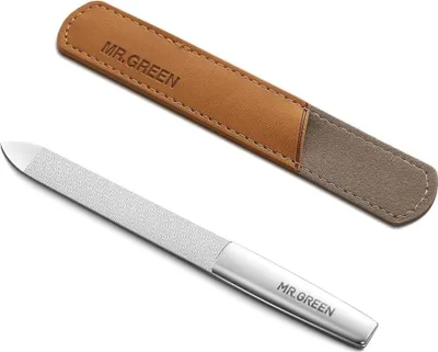 Image de Lime à ongles double face Solingen Acier inoxydable avec étui en cuir