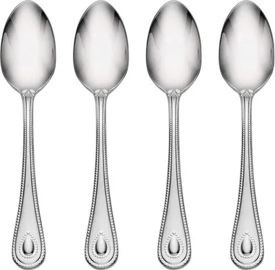 Produktbild von Teelöffel Set aus 4 Stück - Edelstahl mit Perlenrand