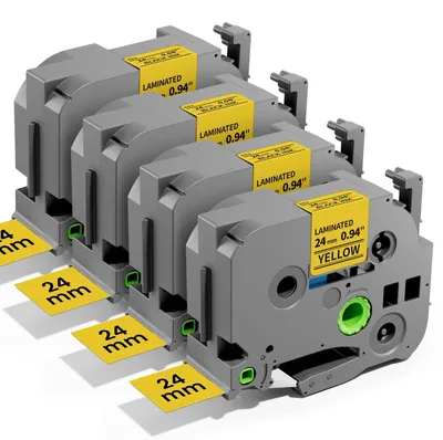 Produktbild von Etikettenband TZe 24 mm – Schwarz auf Gelb – Kompatibel mit Brother P-touch