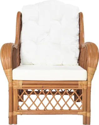 Produktbild von vidaXL Sessel mit Kissen Hellbraun Rattan und Leinen