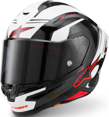 Image de Casque Alpinestars Supertech R7 A-Core, noir/blanc/rouge, taille 2XL