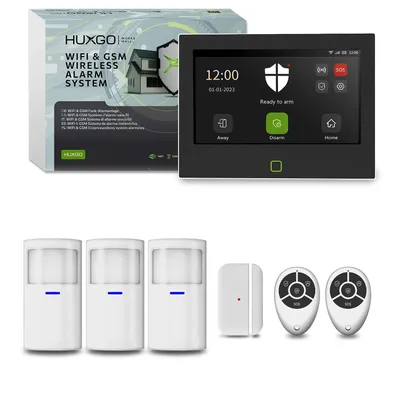 Immagine prodotto di Sistema di allarme HUXGO Wi-Fi GSM 4G HXA700 7" 3 sensori PIR + 1 sensore per porte, controllo tramite app