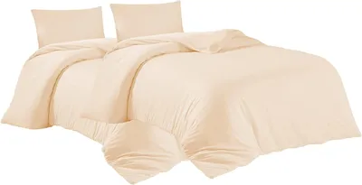 Produktbild von Bettwäsche 2er 135x200 + 2er 40x80 cm Beige Bettbezug Baumwolle, 4-teilig