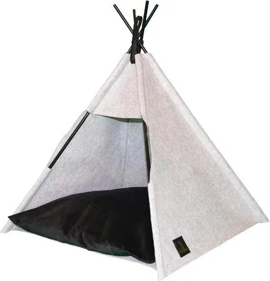 Immagine prodotto di Letto a soppalco per cani con cuscino lavabile e struttura in legno - 50 x 50 x 50 cm - Grigio
