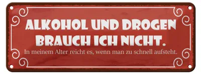 Produktbild von Blechschild Spruch 27x10cm Drogen brauche ich nicht Dekoration
