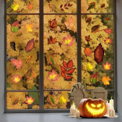 Produktbild von Fensterbilder Herbst 9 Stück Selbstklebend Ahornblatt Deko Aufkleber 30x20cm