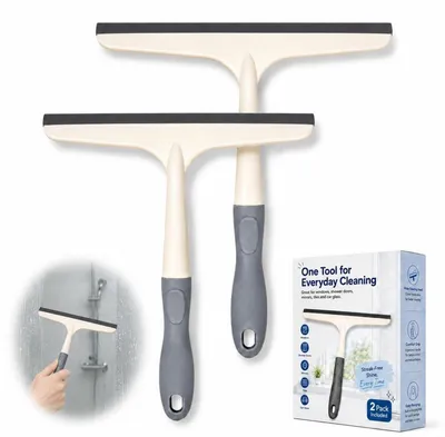 Image de Kit de 2 raclettes pour vitres, idéal pour la douche, les fenêtres, la salle de bain et la cuisine