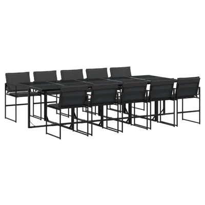 Produktbild von vidaXL 11-tlg. Garten-Essgruppe mit Kissen Schwarz Textilene