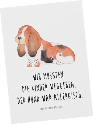 Produktbild von Mr. & Mrs. Panda Postkarte Hund Basset Hound - Weiß - Geschenk, Ansichtskarte, Süß, Sprüche, Postkarten, Lustig, Lustiger Spruch, Grußkarte, bildkarte, Ansichtskarten