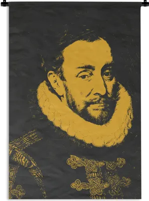 Produktbild von MuchoWow® Wandteppich Wandbehang Wilhelm von Oranien - Adriaen Thomasz - Gelb 120x180 cm Tapisserie Dekoration Wandtuch - Schlafzimmer - Dekorationen für das Haus