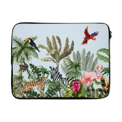Produktbild von MuchoWow® Laptop Hülle 17 Zoll Laptoptasche Dschungel - Flamingo - Affe - Jungen - Mädchen - Kinder - Zipper - Schutzabdeckung