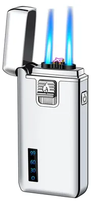 2-in-1 Bogenanzünder, Doppelstrahlflamme, Butan, USB-wiederaufladbar, winddicht