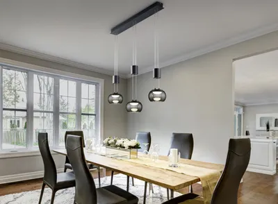 Produktbild von Pendellampe 3-flammig Rauchglas Optik / Schwarz