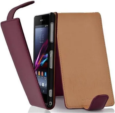 Produktbild von Cadorabo Schutzhülle für Sony Xperia Z1 COMPACT Hülle in Lila Flip Etui Handyhülle Case Cover Kunstleder
