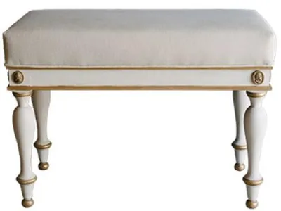Zdjęcie produktu dla Casa Padrino stołek w stylu barokowym biały / antyczne złoto 73 x 36 x h. 54 cm - Stołek z litego drewna w stylu barokowym - Meble w stylu barokowym
