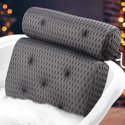 Produktbild von Badewannenkissen Nacken mit 7 Saugnäpfen & Memory Schaum,mit 4D-Air-Mesh,Spa Badekissen,Duschkissen, Kopfstütze Badewanne,für alle Badewannen,weiches