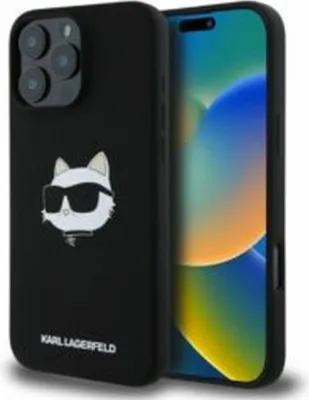 Immagine prodotto di Karl Lagerfeld Klhmp16Lschpplk Iphone 16 Pro 6.3 Nero/Nero Custodia rigida in silicone Choupette Head Print Magsafe