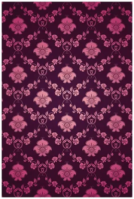 Produktbild von Wallario Wandbild aus Acryl, 90 x 60 cm, freischwebende Optik - Blumenmuster Damast in pink lila
