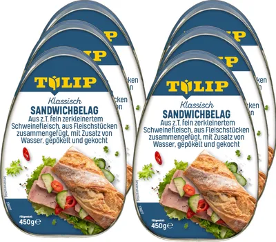 Produktbild von TULIP 6 x 450 g Sandwichbelag aus Schweinefleisch Frühstücksfleisch
