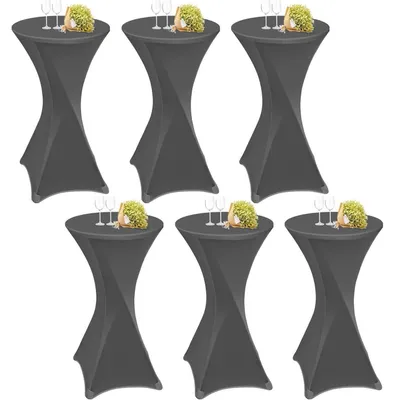 Immagine prodotto di Coperture per tavoli rotondi, set da 6, colore grigio scuro, dimensioni 60 x 110 cm, in Spandex elasticizzato
