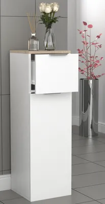 Produktbild von VCM Holz Midischrank | Badregal | Maße: H. 95 x B. 30 x T. 30 cm | 1 Schublade | 1 große Tür – Donali