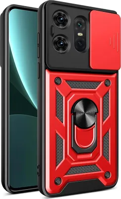 Produktbild von Motorola Edge 50 Pro Hülle - Coverup Armor Ring Ständer Back Cover mit Kamera Schutz - Rot