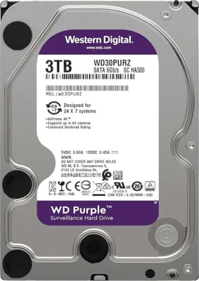 Immagine prodotto di Wd Purple 3tb Hdd Hard Disk 3,5" Sata Per Dvr Videocamere Pc Nas Dvr Wd30purz
