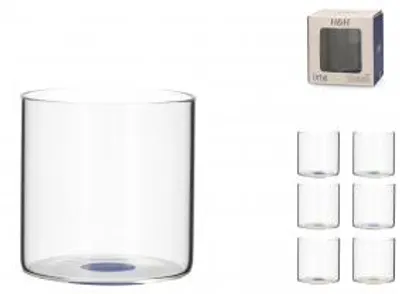 Immagine prodotto di H&H Set 12 Bicchieri Bottoni In Vetro Borosilicato Cl 33