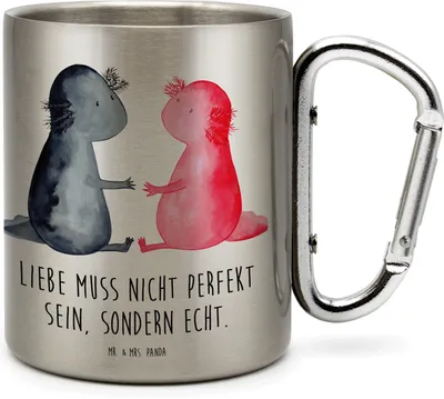 Produktbild von Mr. & Mrs. Panda Thermobecher Axolotl Liebe - Transparent - Geschenk, Isolierbecher, Teetasse, Becher Aus Edelstahl, Lurch, Valentinstag, Kaffeebecher, Teebecher