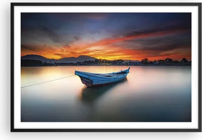 Produktbild von Gerahmtes Poster - Schwarzer Rahmen - Westen Sonne Boot - 91,5x61 cm - Wand Bild - Wanddeko - Wandbilder - Kunstposter - Wandposter - Bilderrahmen - Bilder - Kunstdruck - P2BAA91x61-4791