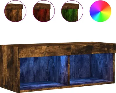 Produktbild von vidaXL TV-Schrank mit LED-Leuchten Räuchereiche 80x30x30 cm