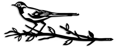 Image de Décoration de jardin Oiseaux sur branche en métal noir 50 x 20 cm