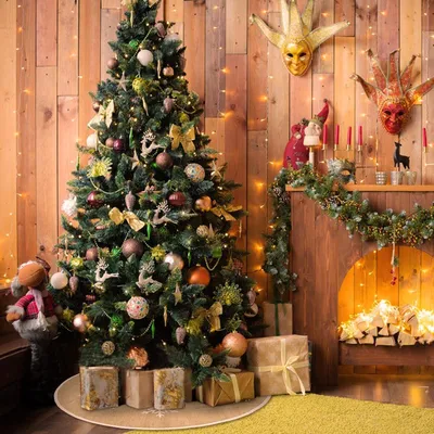 Image de Housse de sapin - 75 cm - Jupe de sapin - Housse de sapin kaki - Ronde - Imprimée avec des flocons de neige blancs - En lin