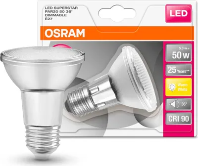 Produktbild von Osram LED Leuchtmittel PAR20 Glas Reflektor 5W = 50W E27 345lm FS warmweiß 2700K 36° DIMMBAR