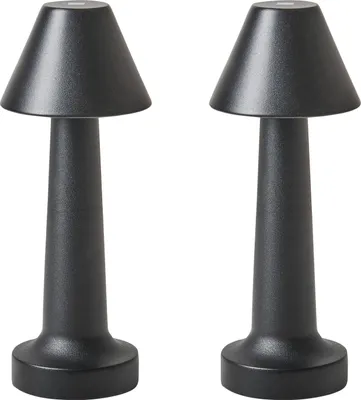 Produktbild von BELIANI Tischlampen 2er Set Schwarz Metall Kabellos Wiederaufladbar Touch Funktion Dimmfunktion USB Kabel Indoor Outdoor Tischleuchte