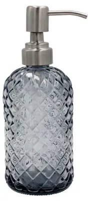 Image de Distributeur de savon de 453,6 g avec pompe en acier inoxydable 304, pour la cuisine et la salle de bains, distributeur de savon liquide rechargeable en verre pour savon liquide, savon classique et lotion (gris)