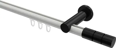 Produktbild von Interdeco Innenlaufstange / Gardinenstange mit Innenlauf Weiß / Schwarz, Typ Platon Elanto (Rillenzylinder), 20 mm Ø 1-läufig, 100 cm