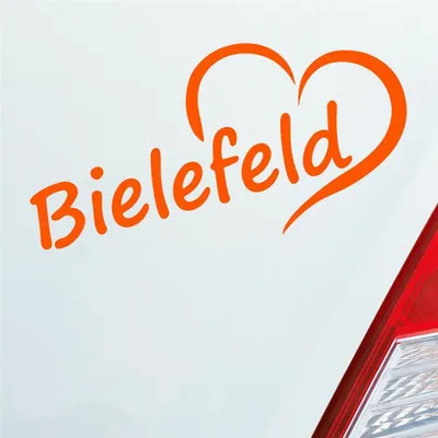 Produktbild von Auto Aufkleber Bielefeld Herz Stadt City Liebe Love Heart 16x8 cm Orange Sticker Heckscheibenaufkleber