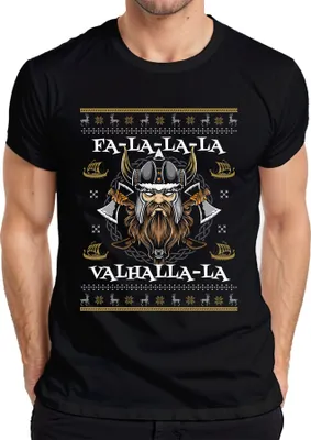 Produktbild von Fa La La La Valhalla La Wikinger - Weihnachten Weihnachtsgeschenk Christmas Herren T-Shirt, Schwarz, S
