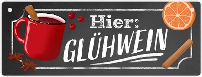 Produktbild von Hier: Glühwein Metallschild